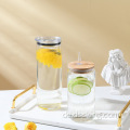 Glasspeichertank Sippy Tasse Einschicht Wasserflasche mit strohhaltigem kaltem Getränkebasse